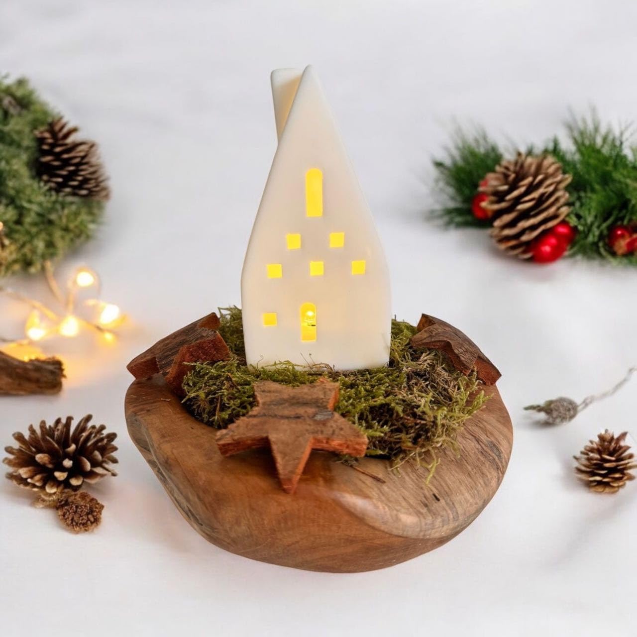 Adventskranz Modern – Kerzenhalter aus Holz für die Adventszeit 30CM - 35CM | Adventskranz mit 4 Kerzenhaltern, vielseitig als Schlüsselschale, Teelichthalter und dekorative Holzschale