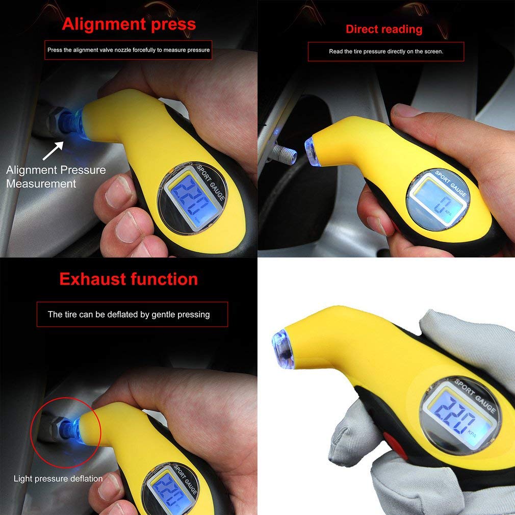 Medidor de presión para coche, medidor de presión de neumáticos LCD Digital electrónico para coche, 0-100 PSI, manómetro de neumáticos con retroiluminación, herramienta de prueba de barómetros