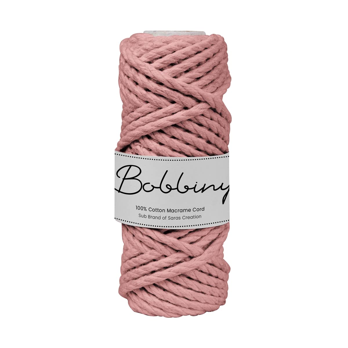 BOBBINY 3 Ply Twisted Macrame Cotton Cord Dori (Roll Packaging) Thread For Macrame DIY And Other Projects | Peach | 4Mm, 10 Meter, 1 Count