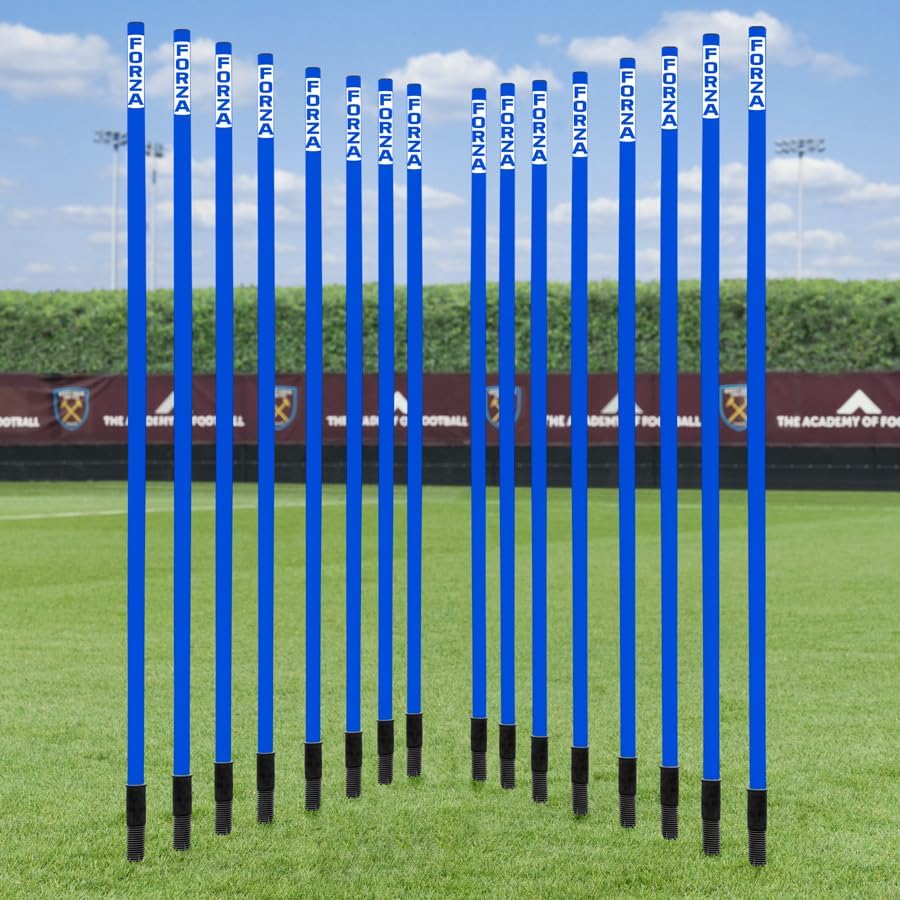 FORZA Slalom Poles – 5ft & 6ft Shatterproof Agility Training Poles with Stainless Steel Ground Spikes -Packs of 8 or 16 – Multi-Color Sports Agility Equipment