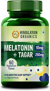Melatonin 10Mg + 250Mg Supplement with Vitamin B6 and Calcium | Non-Habit Forming, Restful Sleep, Improved Focus, Relaxed Mind | Good for Eye Health (60 Tablets)