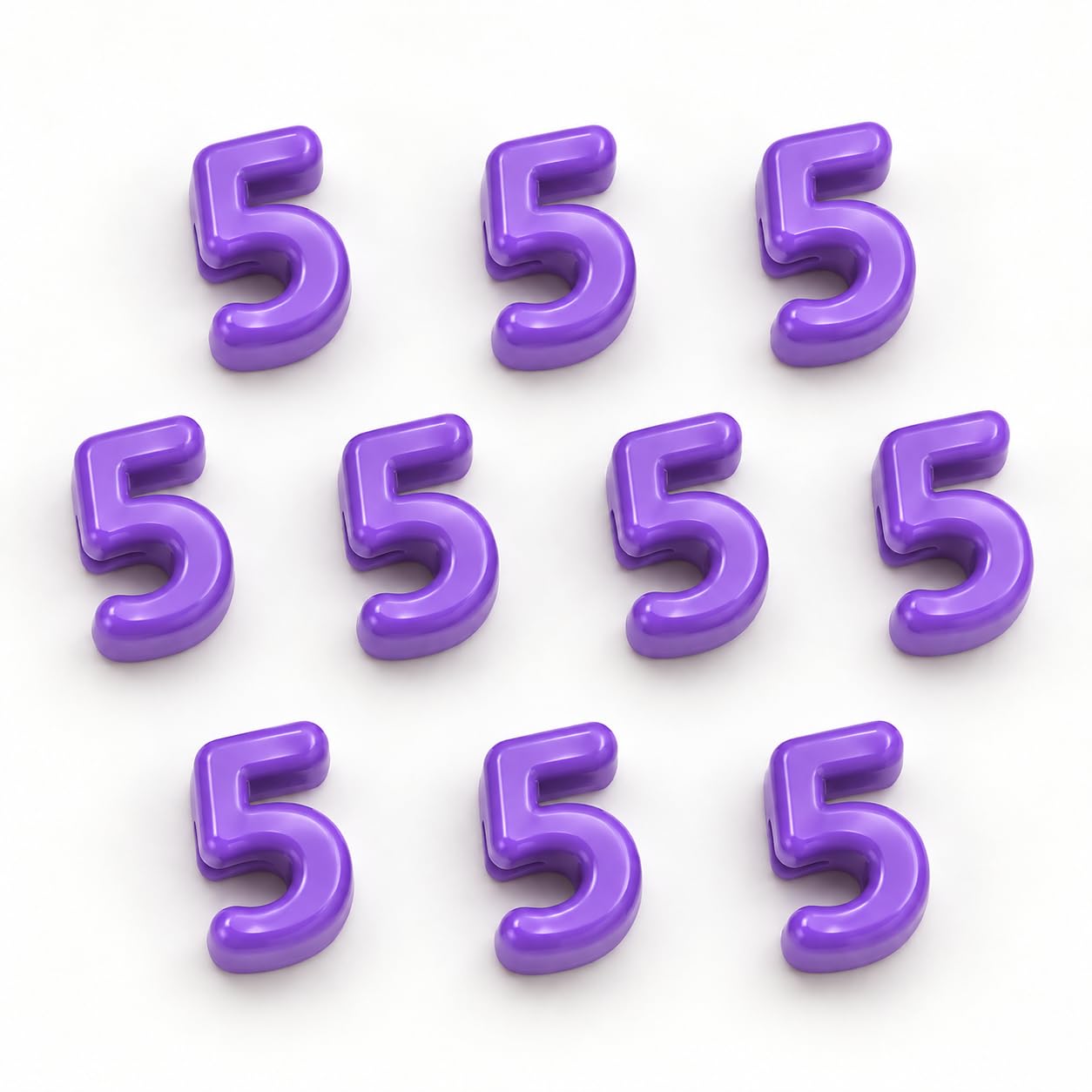 Number Beads, 10pcs Number Beads for Bracelets with 6mm Large Hole, Number Bead for DIY Jewellery Making, Keychains and Paracord Crafts(Purple, Number 5, 10)
