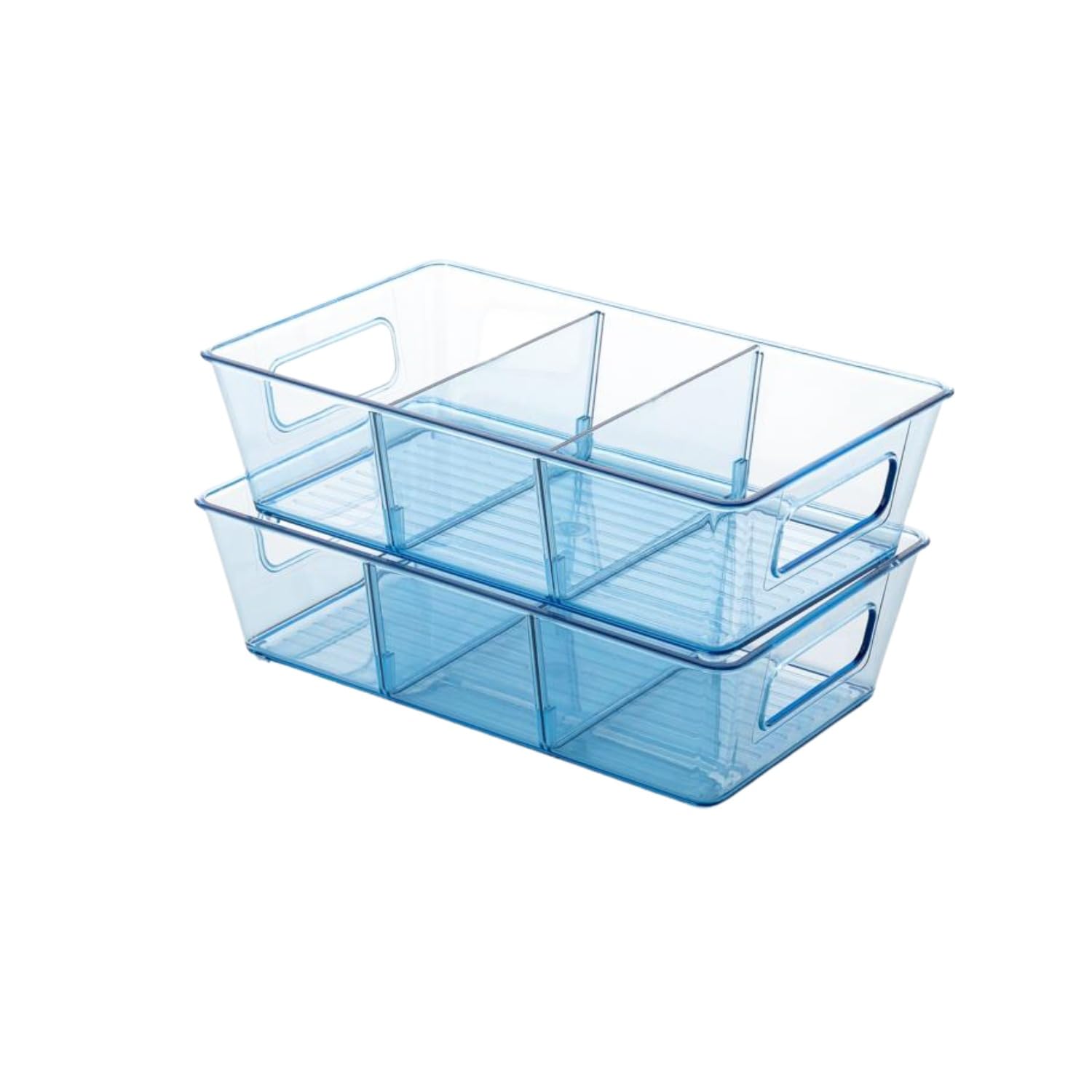 Shoperd Refrigerator Organizer Bins, Kitchen Organizer Container, Plastic Fridge Container 1600ml (Pack of 2)(Blue)-image-1