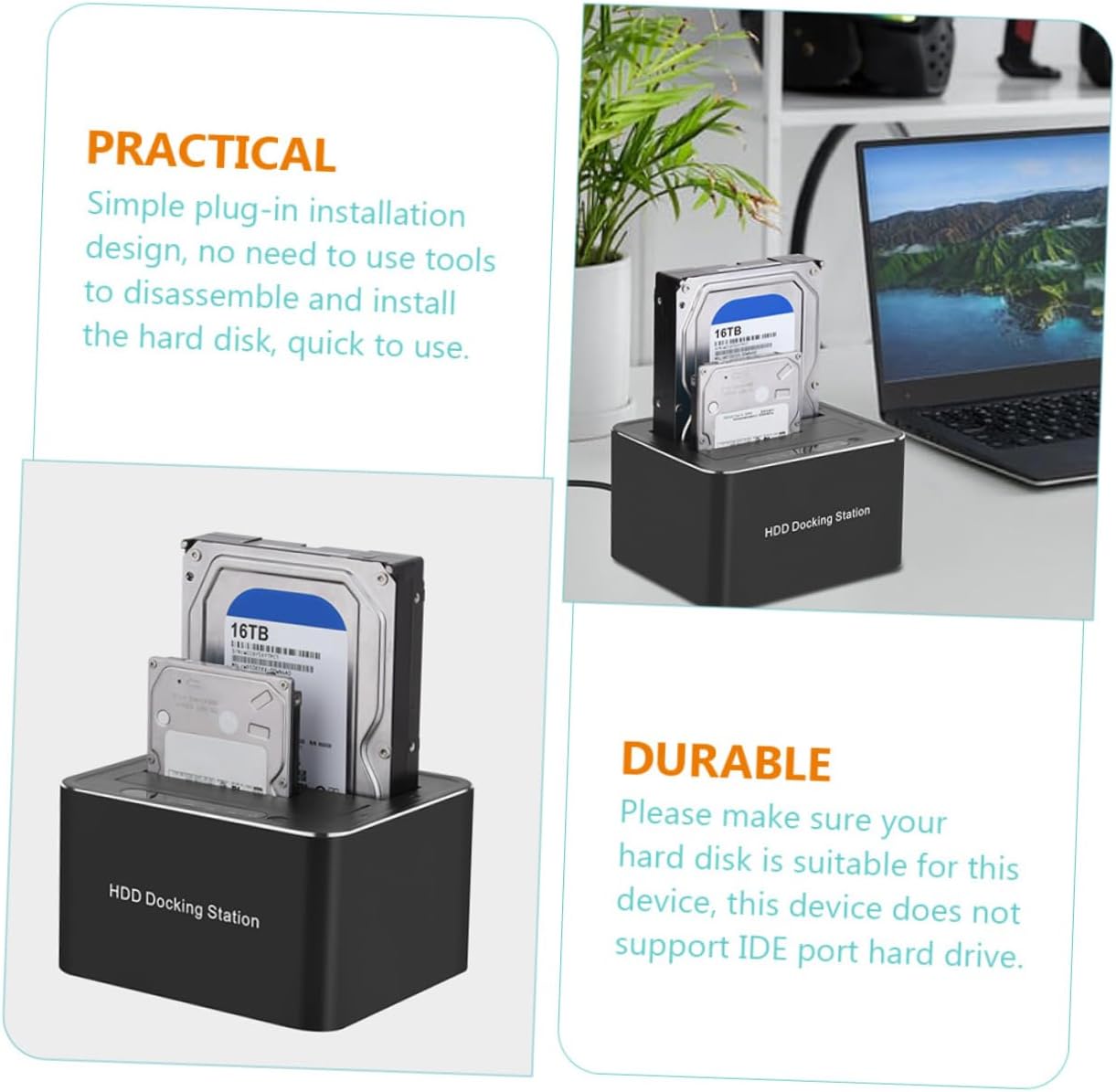 Uonlytech Hard Drive Dock Offline Clone Function USB to Converter Compatible Ssd up to Installation Us