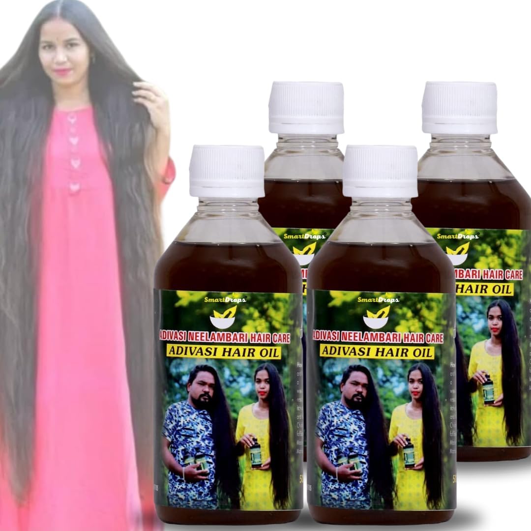 Adivasi Neelambari Hair care oil - hair oil for Hair Growth oil |with Rosemary Oil, Castor Oil, Argan Oil, Raw Batana Oil | For Women and Men (Pack of 4)