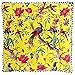 Riva Paoletti Paradise - Cojín de Suelo con Estampado de pájaros, Color Negro, algodón, Amarillo, 70 x 70cm