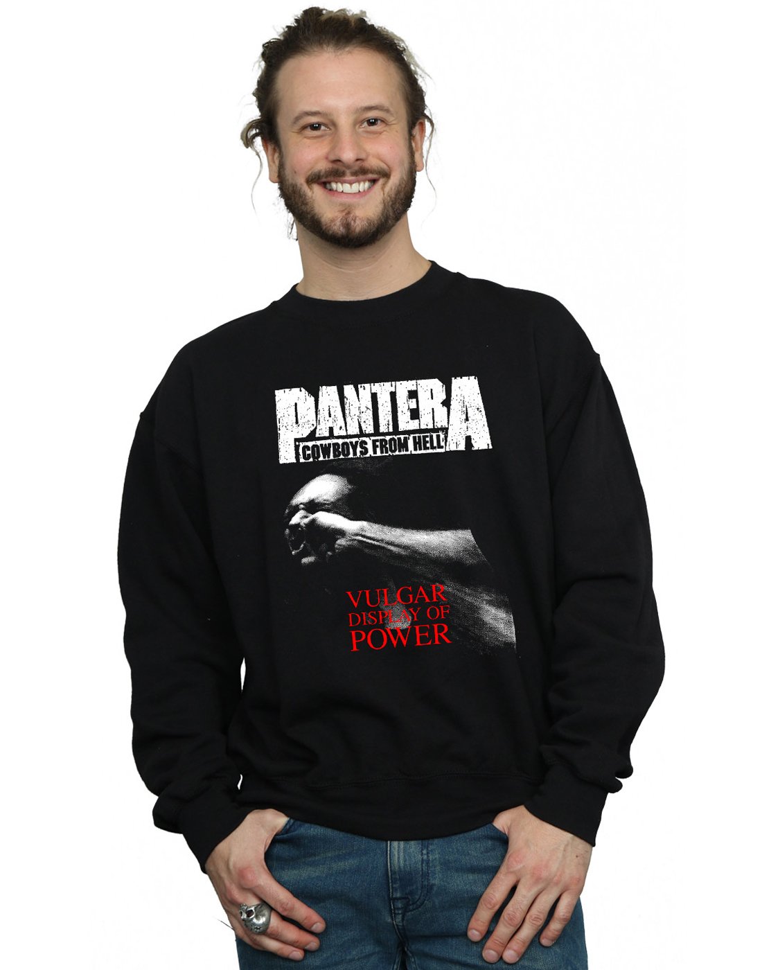 Absolute Cult Men's Black Pantera Vulgar Display Of Power Sweatshirt Medium