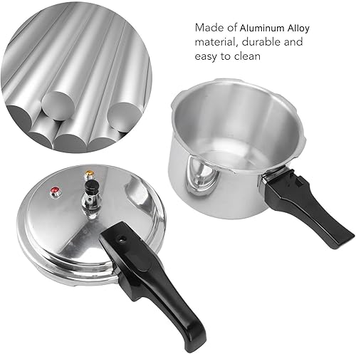 Miniatura 4 de YUYTE Olla a presión de aleación de aluminio 3L, olla a presión compacta de 7.1 in con fondo plano para estufa de gas, mini olla a presión para