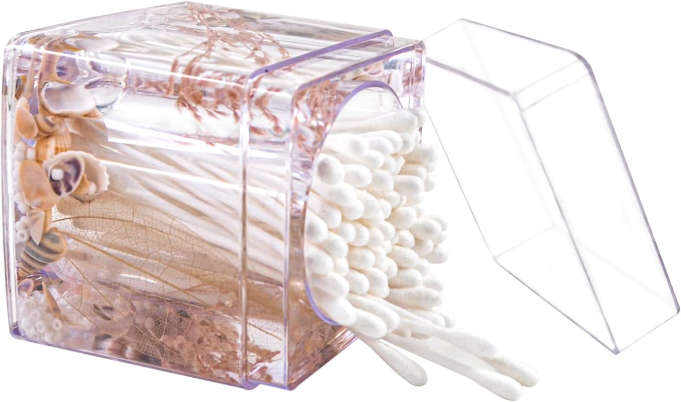 Tarros de almacenamiento de baño Decoración de flores secas Tarros de baño Accesorio de tocador de baño, soporte de bolas de algodón, accesorios de