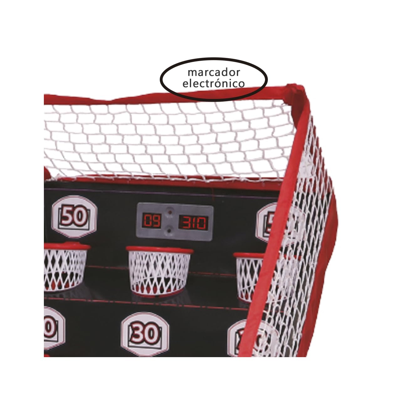Tachan - Juego de Baloncesto con Marcador electrónico, 9 canastas en Diferentes Alturas con diversas puntuaciones, Mejora destrezas Deportivas y de concentración (747T00516)