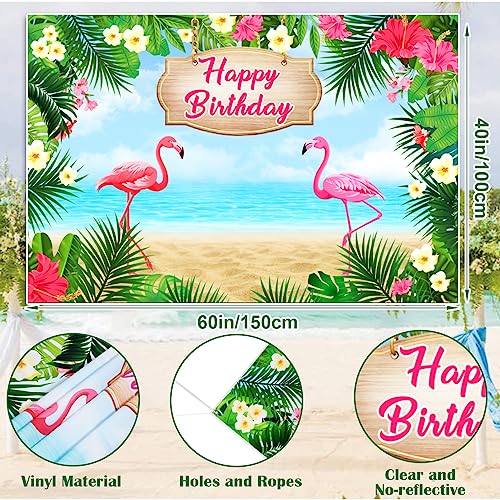 Winrayk 113Pcs Hawaiian Flamingo Party Decorations Luau Tropical Flamingo Balloons Arch Kit Birthday Backdrop Grass Table Skirt Palm Leaves Flower Summer Beach Pool Luau Party Decorations Supplies #TOP4