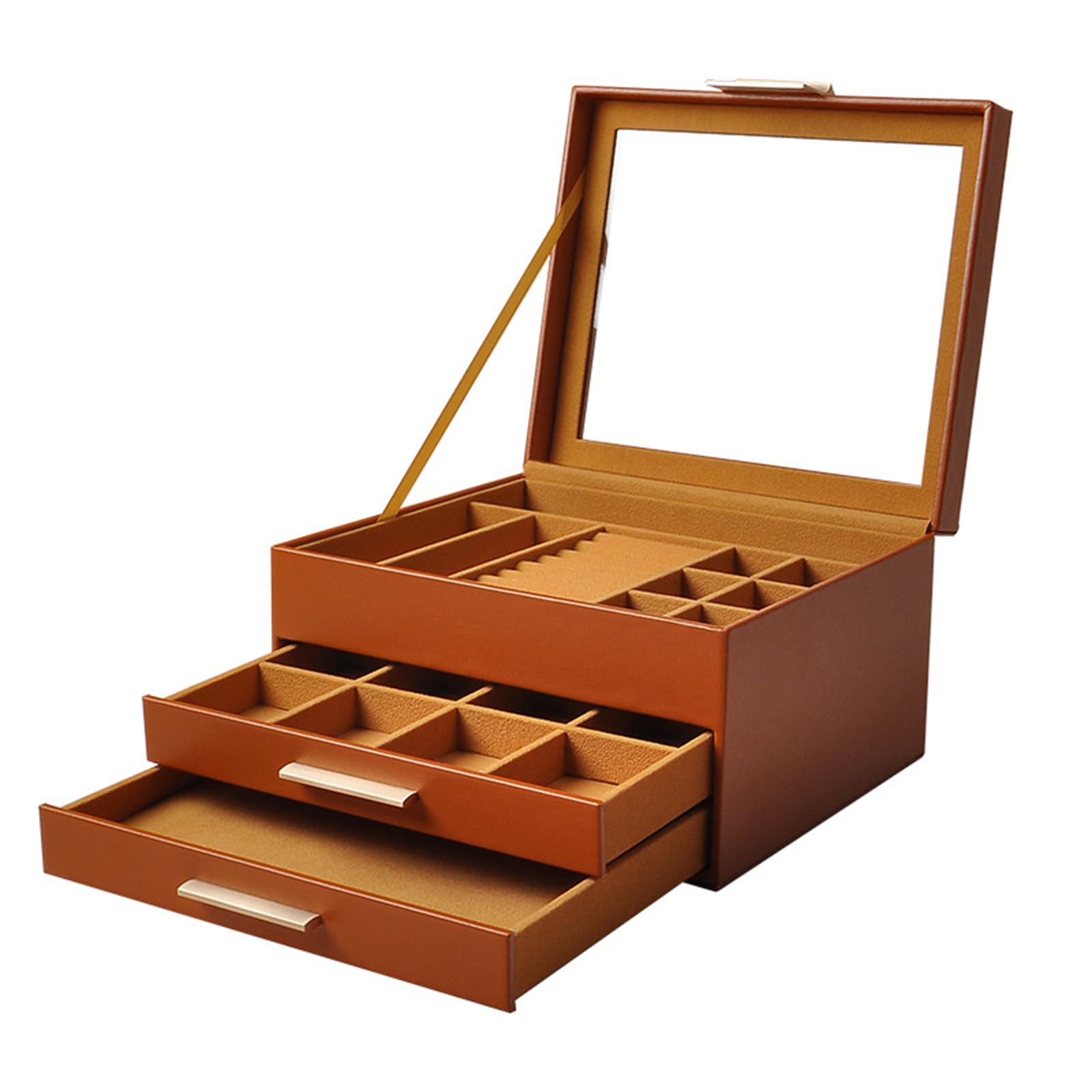 Organiseur de bijoux 3 niveaux en flanelle et cuir synthétique