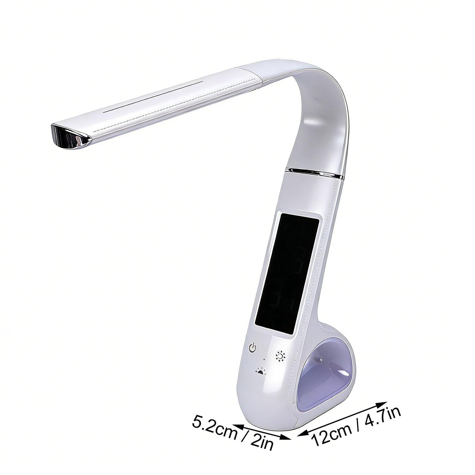Lampada da Scrivania Igienizzante a LED con Orologio Design Elegante 3 in 1 per Utenti Moderni di Home Office Materiale ABS
