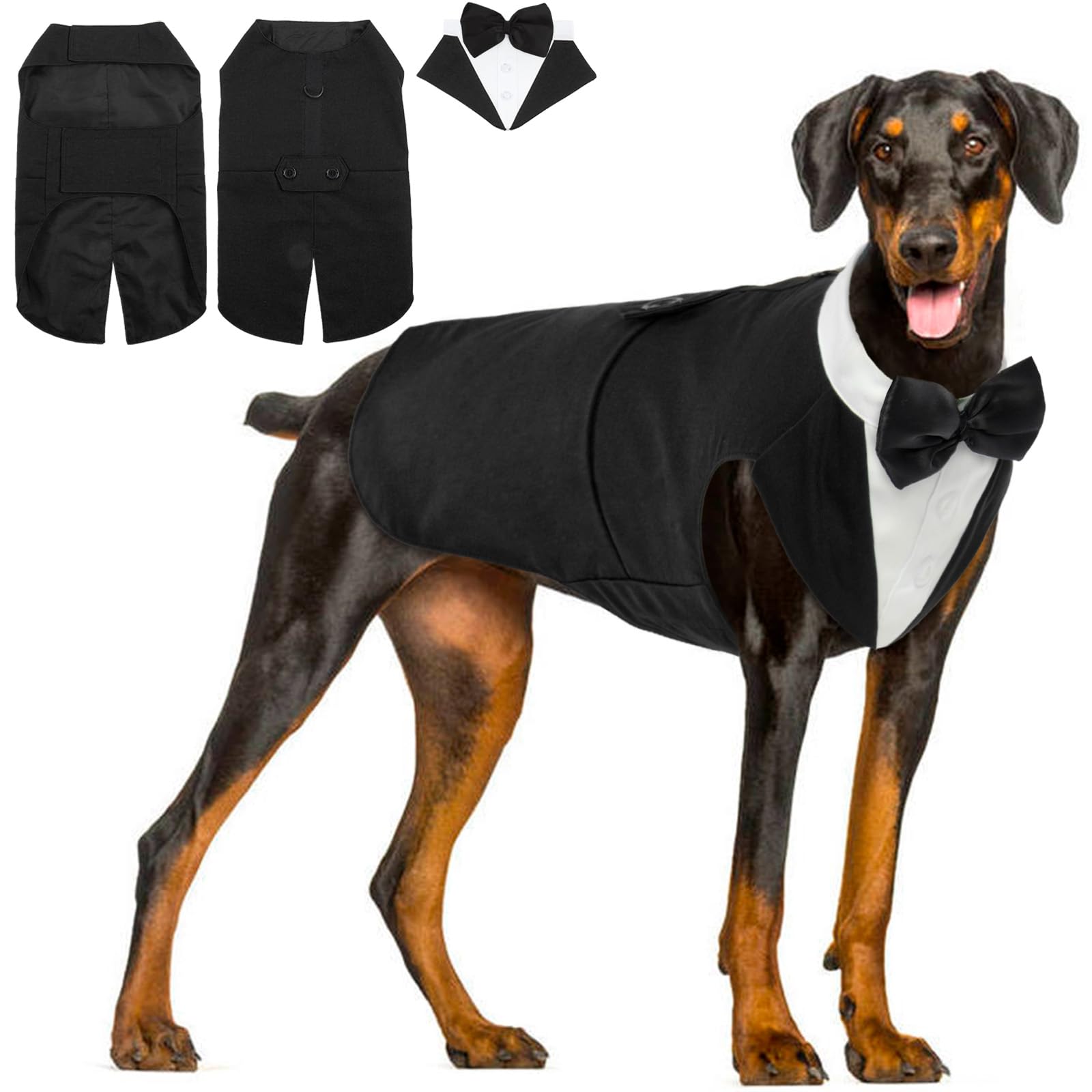 Hund Smoking Anzug & Bandana Set, Hund Hochzeit Anzug, Hundekostüm für Kleine, Mittlere und Große Hunde, Hundekleidung für Hochzeit, Geburtstage, Partys Weihnachten und Halloween-Schwarz XXL