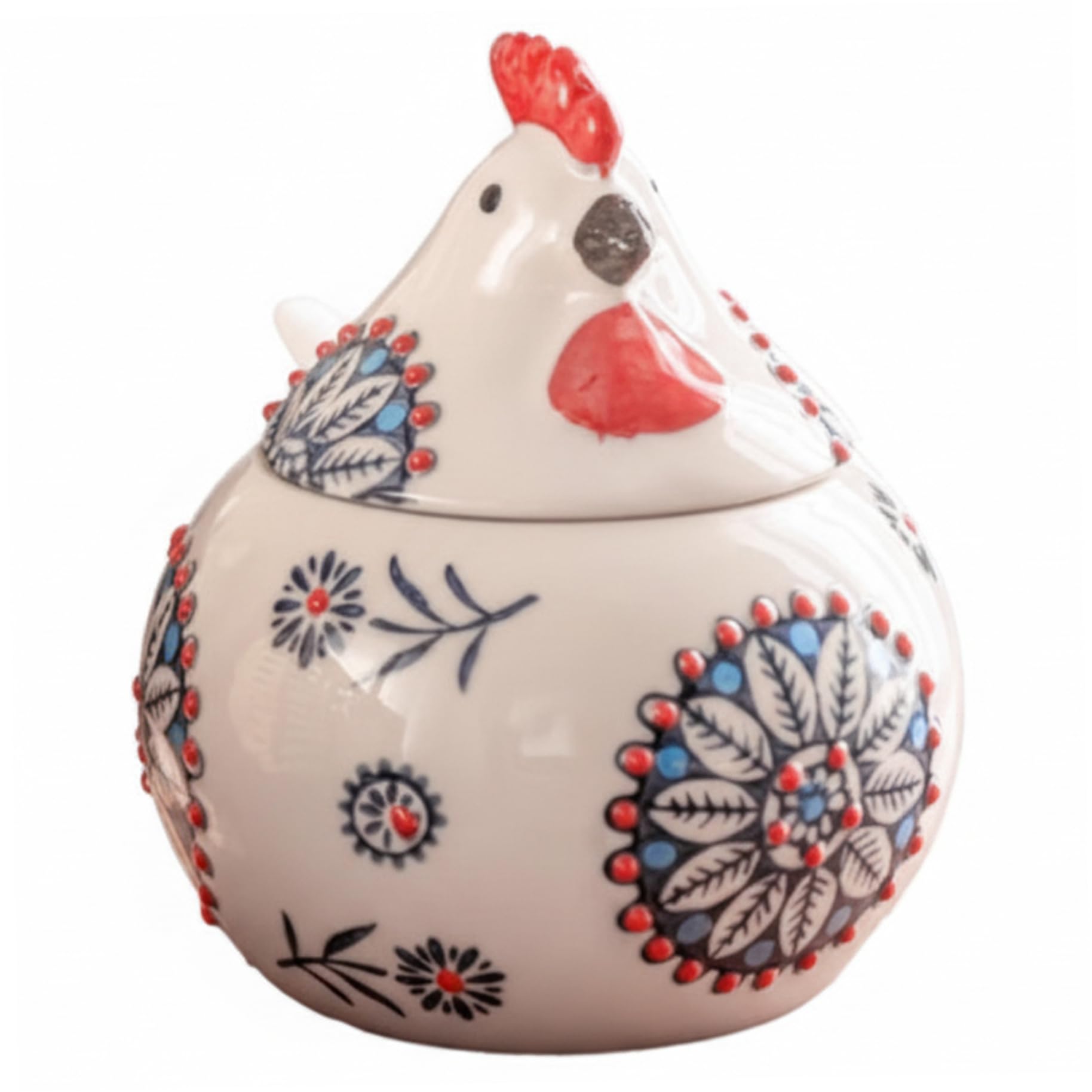 Comebachome Blue Salt Cellar With Lid, Chicken-Shaped Ceramic Salt Holder With Lid And Spoon For Counter, Coffee, Sugar, Spices And Candies, Décor Intérieur Pour La Maison