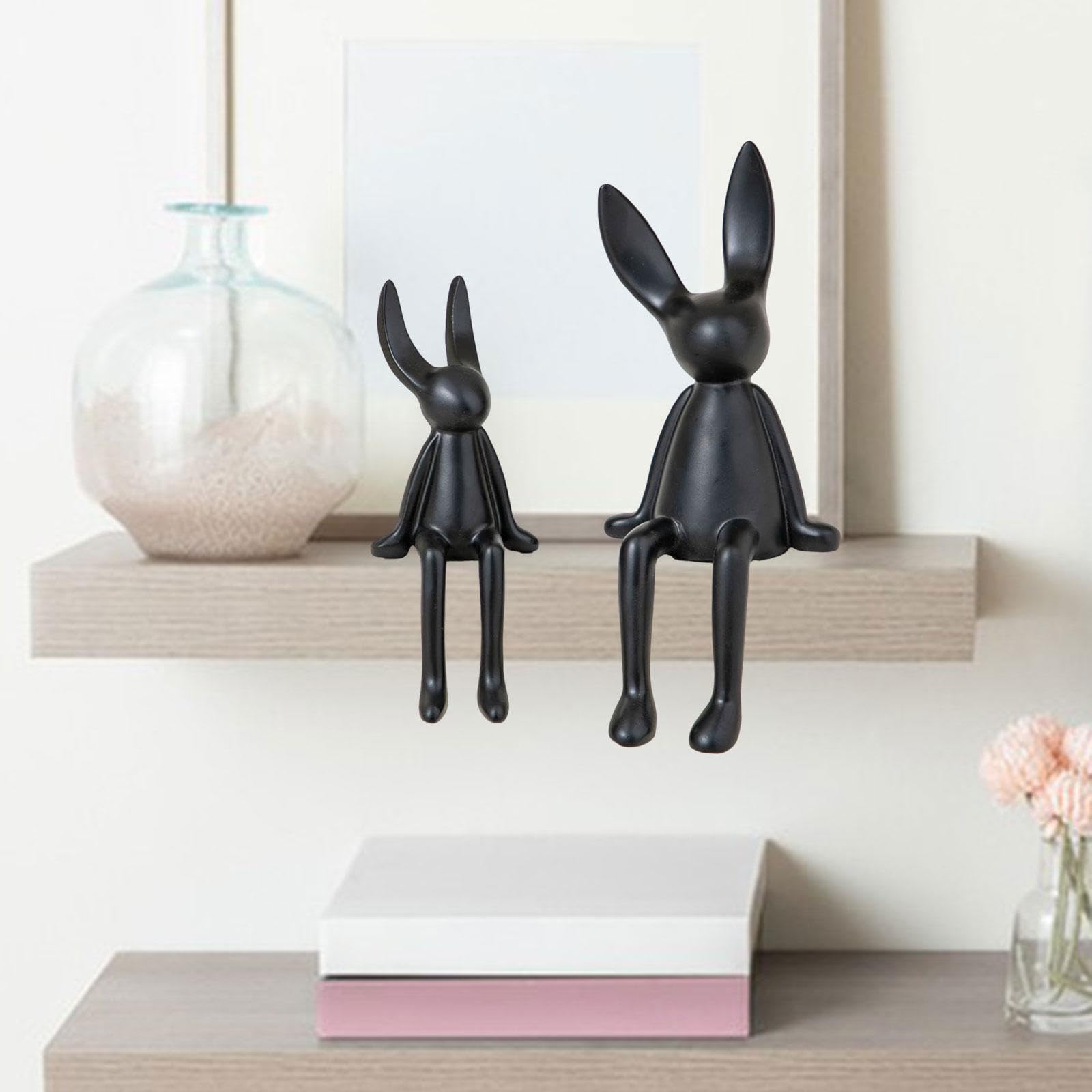 Juego de 2 Estatuillas/esculturas de de Cerámica, Modernas Y Elegantes, Ideales para La Decoración del Hogar, La Oficina, La Mesa, Negro, Individual