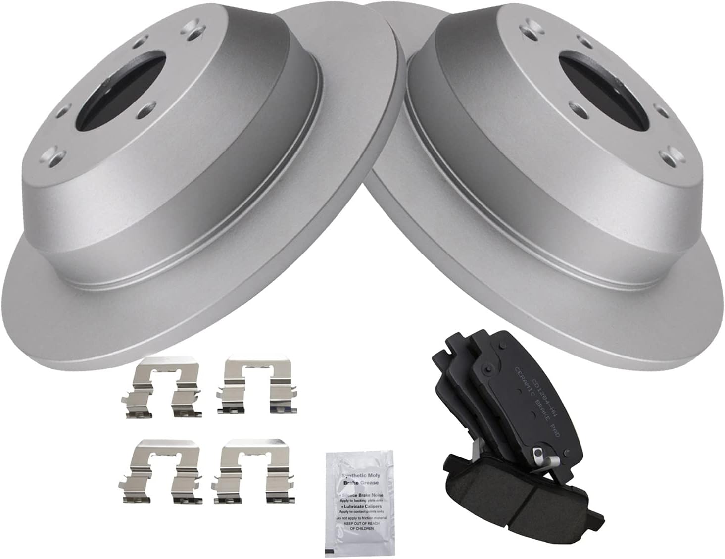 TRQ Rear Brake Pad & Rotor Kit Brake Pads Brake Rotor Ceramic Premium G-Coated Compatible with 2010-2016 Hyundai Santa Fe 2013-2016 Santa Fe Sport 2011-2014 Kia Sorento
