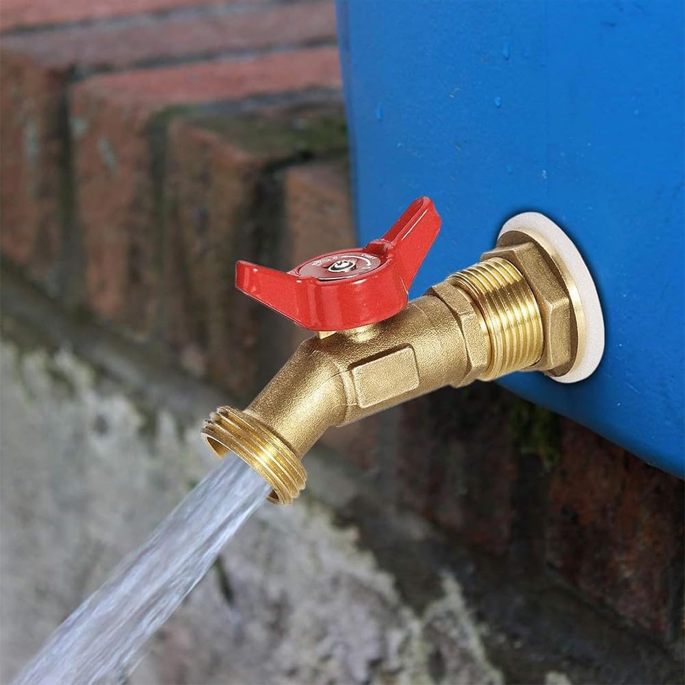 Rubinetto a Sfera in Ottone a Flusso Pieno, Maschio, Attacco per Tubo Flessibile da 1/2" NPT, Uscita da 3/4" GHT, Rubinetto per Esterno con Controllo dell'Acqua da Giardino
