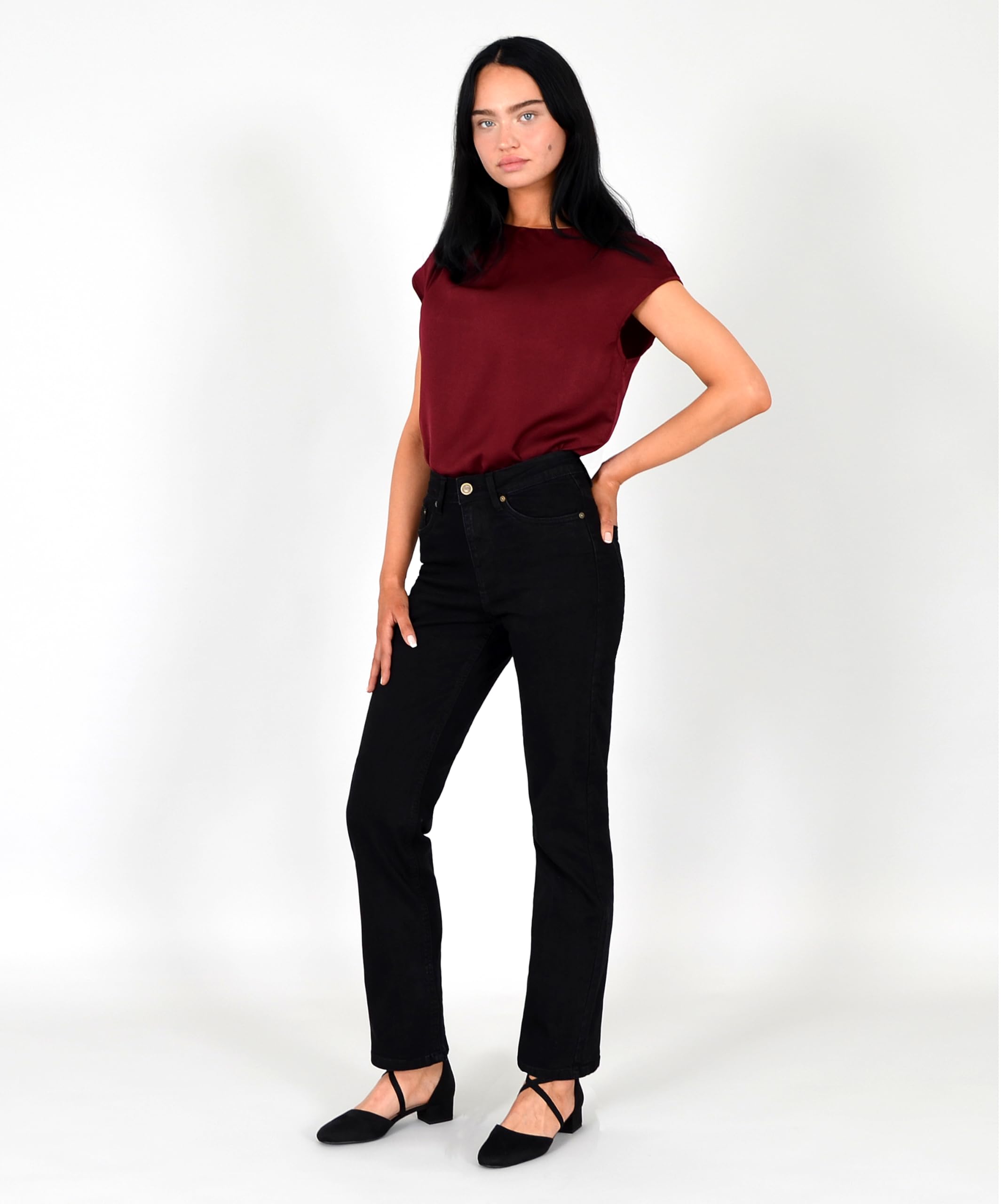 ESRA Jeans Damen Straight High Waist Stretch Jeanshose G200