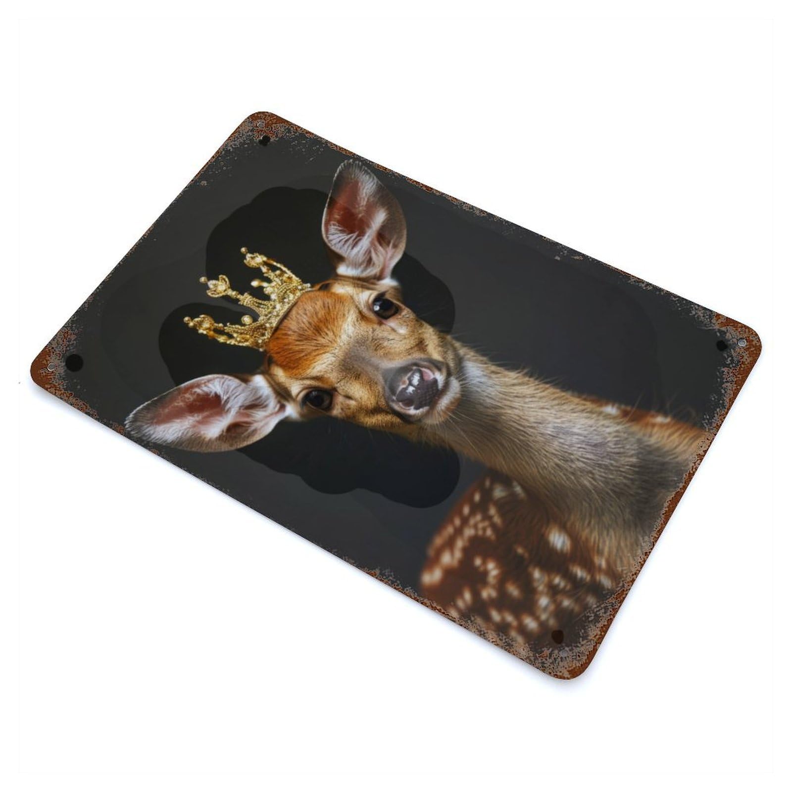 Deer Cute King Decorative Tin Sign 11.8"x7.9", for Bistro, Counter And Cafe Decor, Classic Wall Plaque