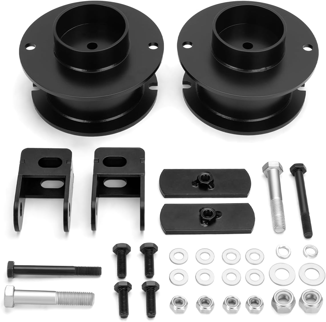 Dynofit 3" Front Leveling Lift Kit for 2014-2025 Ram 2500 4WD, 2013-2025 Ram 3500 (4x4) Pick Up, Heavy Duty Steel Struct Spacers with Shock Extension Brackets