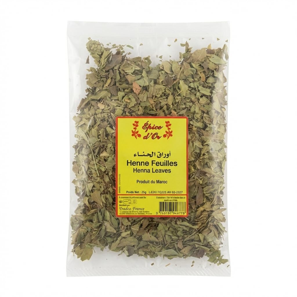 Foglia di Henné secca 25g - Spezia d'oro, 100% pura per la cura dei capelli, colorazione vegetale e cosmetico