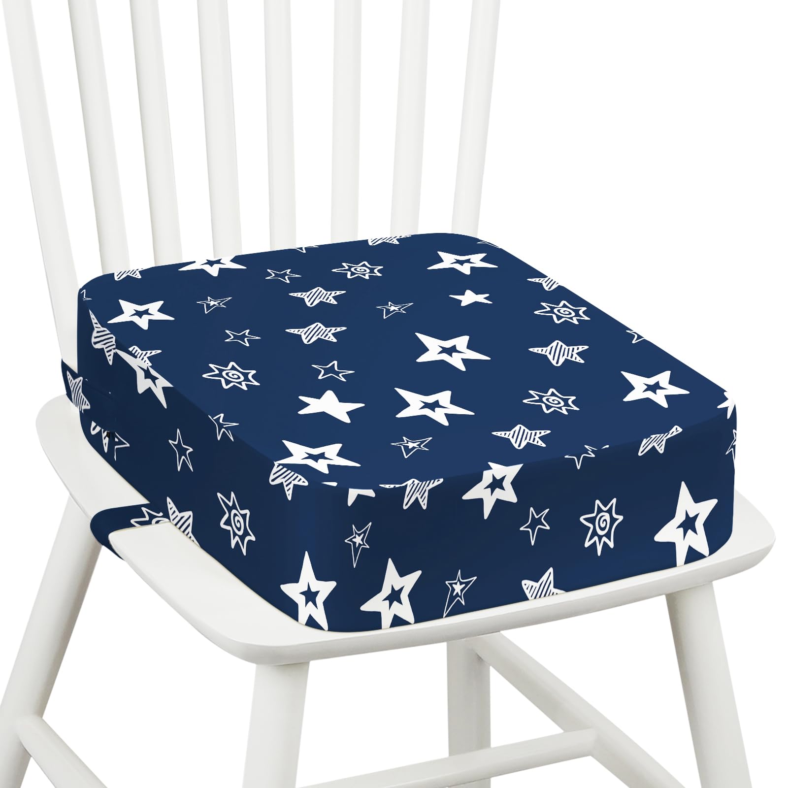 Omedecal Toddler Booster Seat for Dining Table, 10cm Thick Strong Support Kids Booster Cushion with Adjustable Straps, Portable Washable Baby Seat Non-Slip for Home and Camping(Star)