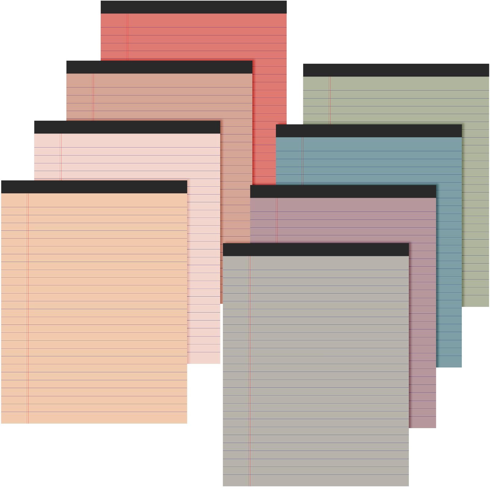 Fuutreo 8 Pcs 8 5 x 11 Colored Legal Pad Writing Pads Wide Ruled 50 Sheets Per Notepad