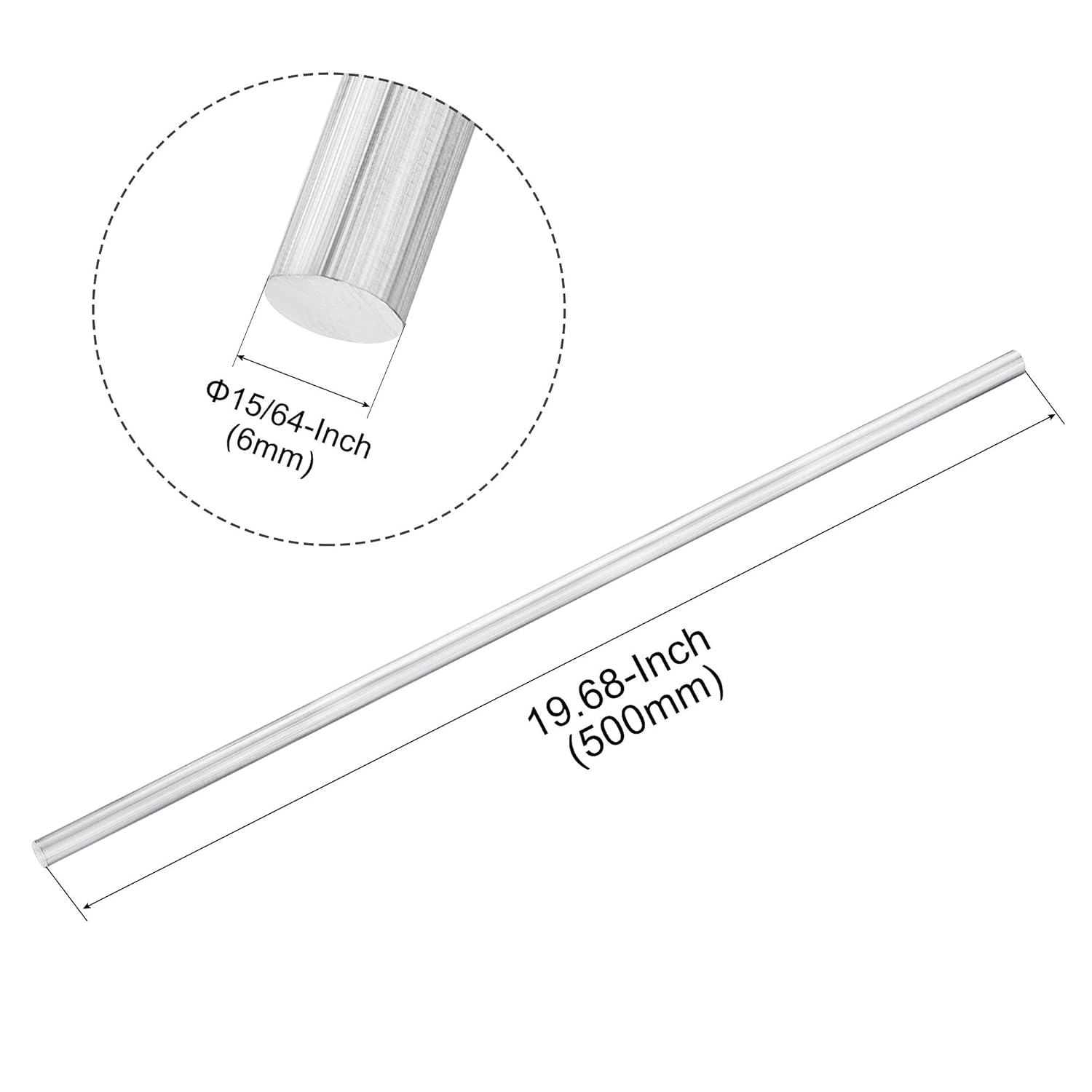 uxcell aluminum solid round rod lathe bar 6mm x 500mm for diy craft tool 5 pcs