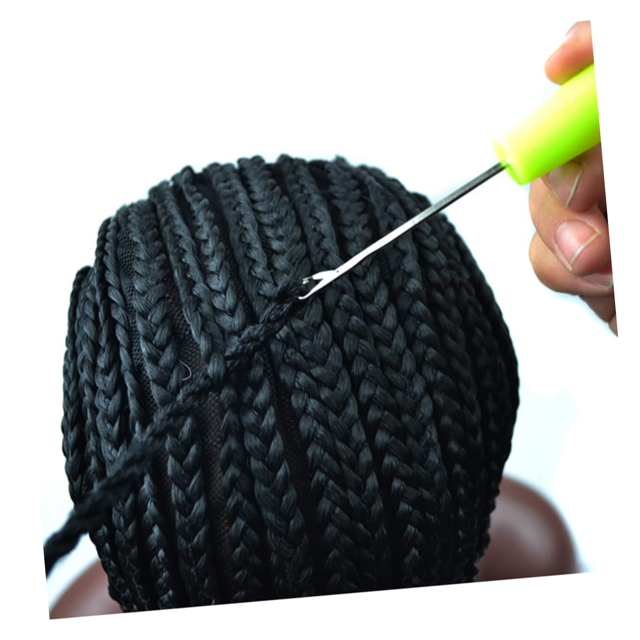 3 Piezas gorras para hacer pelucas casquillo de la peluca de cornrow gorras de peluca trenzada para crochet peluca de wig cap gorro para pelucas agujas de ganchillo Black