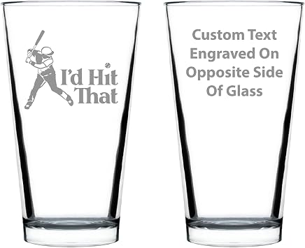 Custom Id Hit That Pint Glass for Baseball Gifts - 16 oz