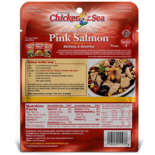 Chicken of the Sea Pink Salmon Skinless & Boneless Pouch, 5 Ounce Pouch (Pack of 12) - Thumbnail 2