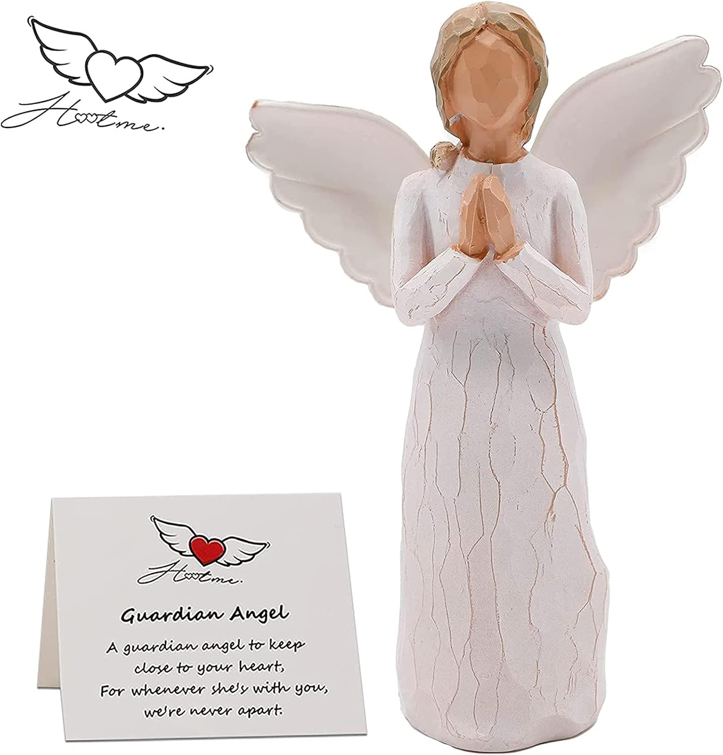 Praying Angel, Angel Sculpture Guardian Angel Collectible Figurine Hand Carved with Gift Box