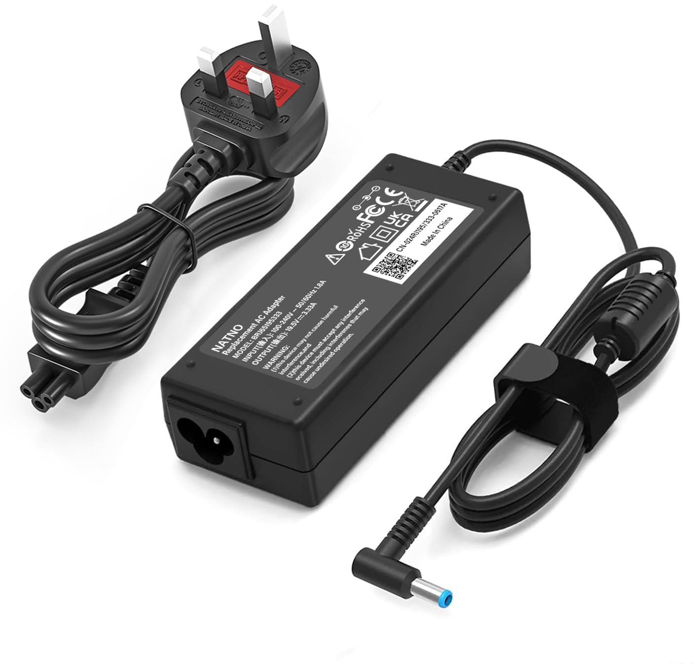 NATNO 65W 45W 19.5V AC Adapter Compatible with HP Laptop Charger Pavilion X360 11 13 15 Chromebook 11 14 G3 G4 Envy 13 15 17 Stream 11 13 14 Probook Elitebook Power Supply Cord (65W Blue Tip)