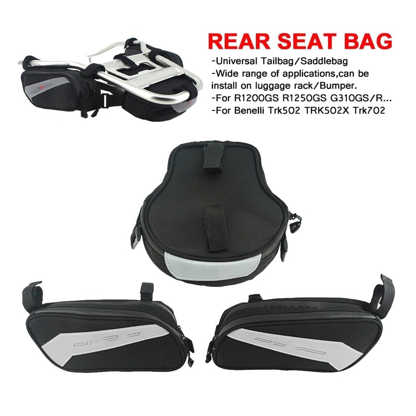 Sacoche Réservoir Moto étanche - Pour Royal Enfield Himalayan, Moto Guzzi V85TT, CSC RX4 - PVC 1680D Robuste - Kit 3 Pièces