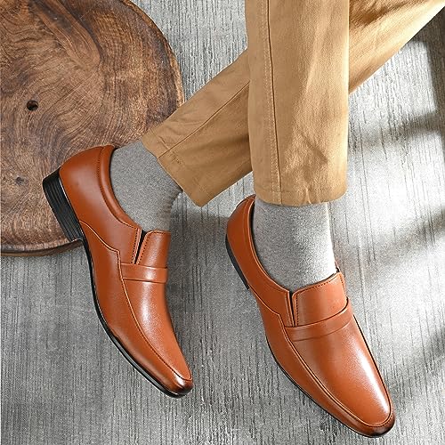 Image of Centrino Mens Formal Shoe |Slip-On Men's Formal Shoe | Stylish Non-Lace Design | Soft Cushioned Insole for Comfort | Perfect for Office & Formal Wear (64046)