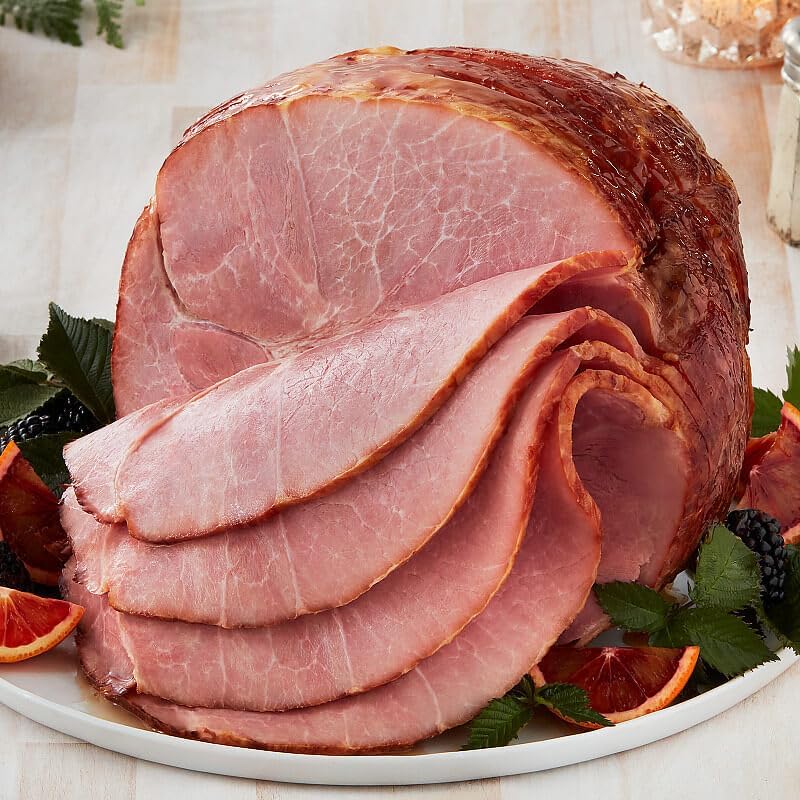 Premium Bone-in Hickory Smoked Spiral-sliced Ham from the Missouri Ozarks 7.25-8.5 lbs from Kansas City Steak Company.