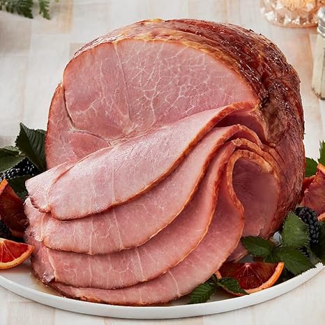 Premium Bone-in Hickory Smoked Spiral-sliced Ham from the Missouri Ozarks 7.25-8.5 lbs from Kansas City Steak Company.