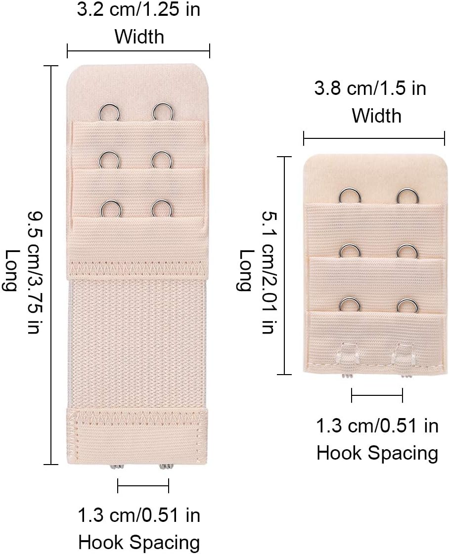 Akstore 6 Pieces Women's Soft Comfortable Elastic Bra Extenders Bra Extension Strap 2 Hook 3 Row Lady's Bra Extender Bra Band (Multicolors+NoElastic)