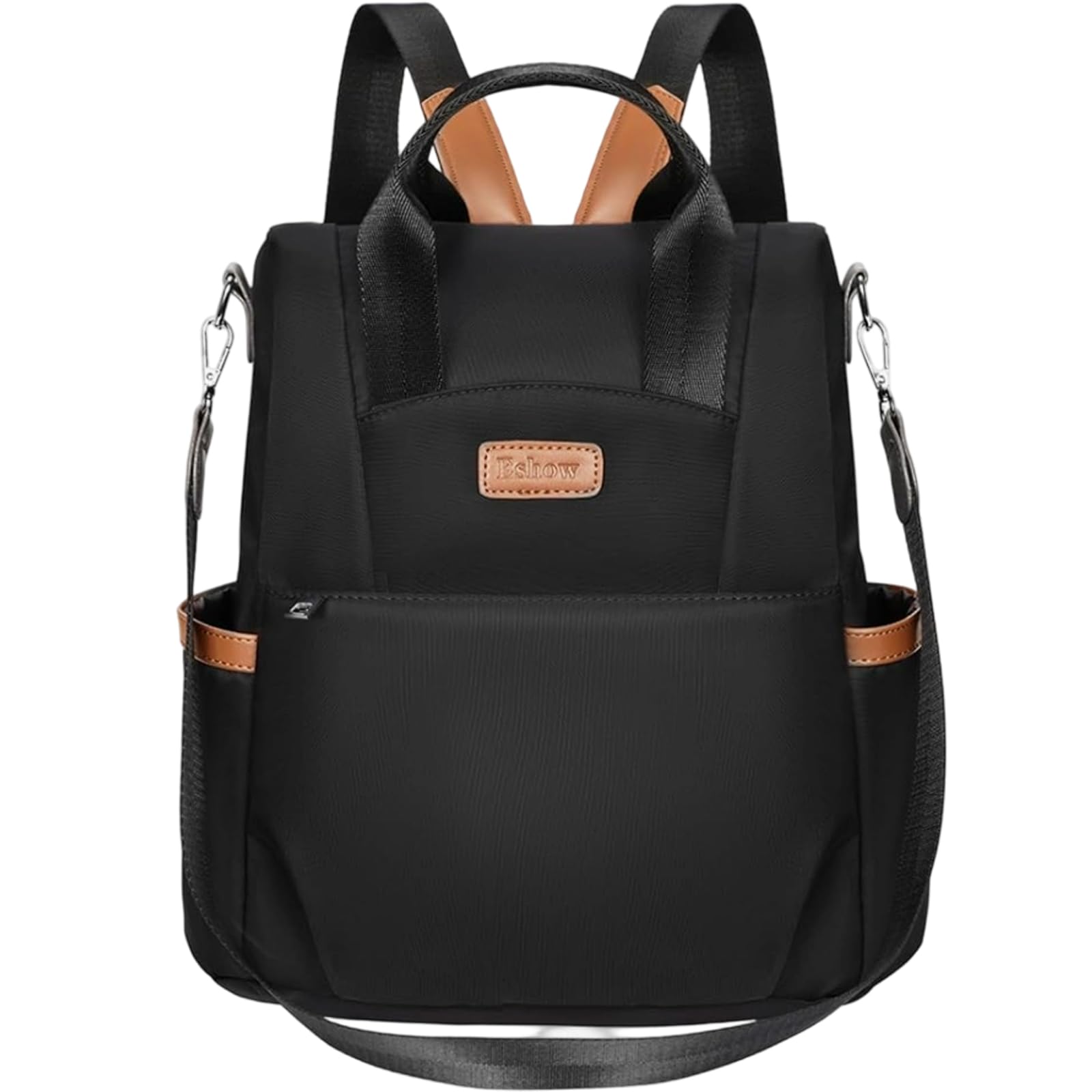 Eshow Mochila Mujer Antirrobo, Bolso Casual con Correa Ajustable y Asa Superior, Bandolera Multifuncional para Uso Diario Trabajo Viaje Escuela Compras y Universidad Negra