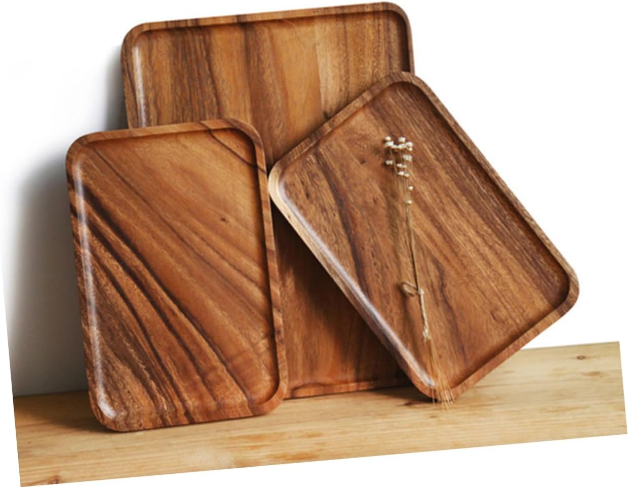 Solid Wood Dinner Plate Handmade Breakfast Plate Household Tableware for Fruit Snacks Desserts for Home Shop Restaurant Use