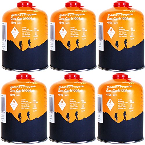 Yellowstone GA011 6 x Schraubkartusche Ventil Gas Kartusche Kocher Butan Propan 450 g