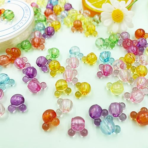 Miniatura 5 de Cuentas acrílicas, 150 cuentas de cabeza de ratón, color caramelo, agujero grande, cuentas pastel, colgantes, cuentas surtidas de plástico pastel,