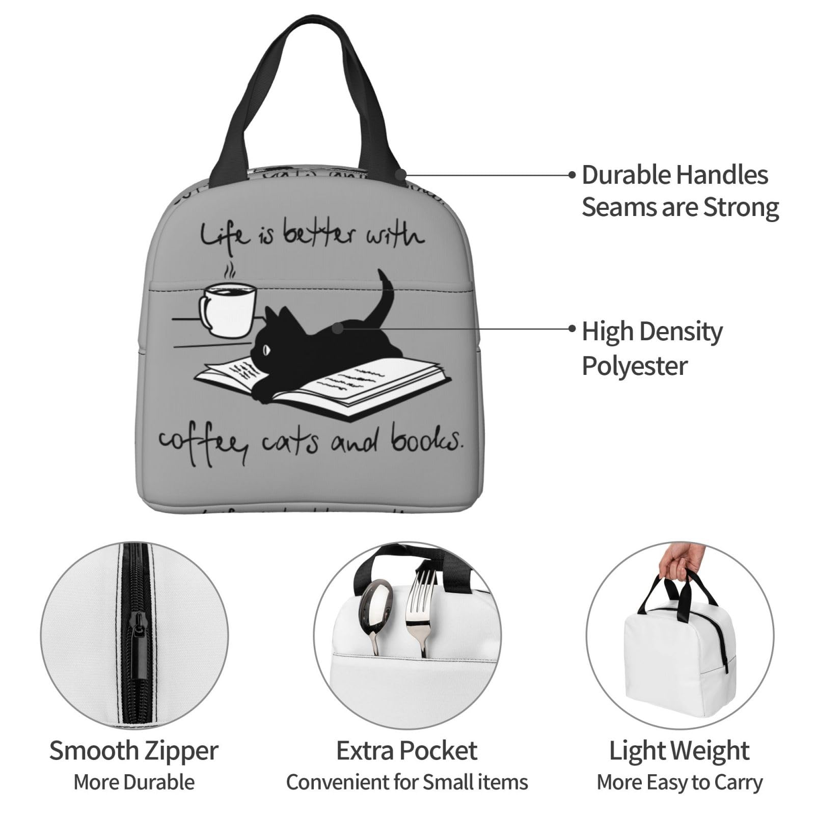 Amazon｜黒猫 おもしろ かわいい 猫柄 ランチバッグ 手提げ 弁当バッグ