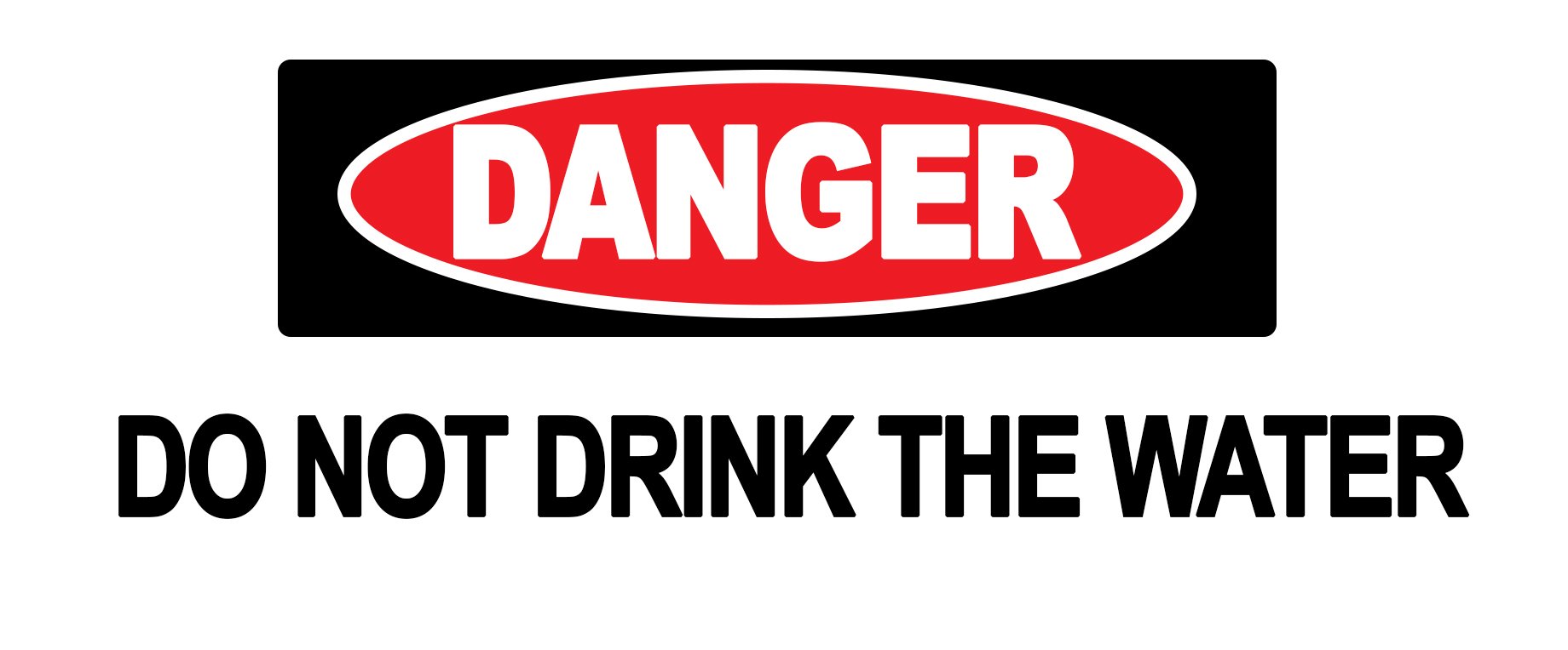 Party Decor Multicoloured Warning - Do Not Drink The Water - Warning Sign Removable Self Adhesive Label - 100Mm X 148Mm - Pack Of 4