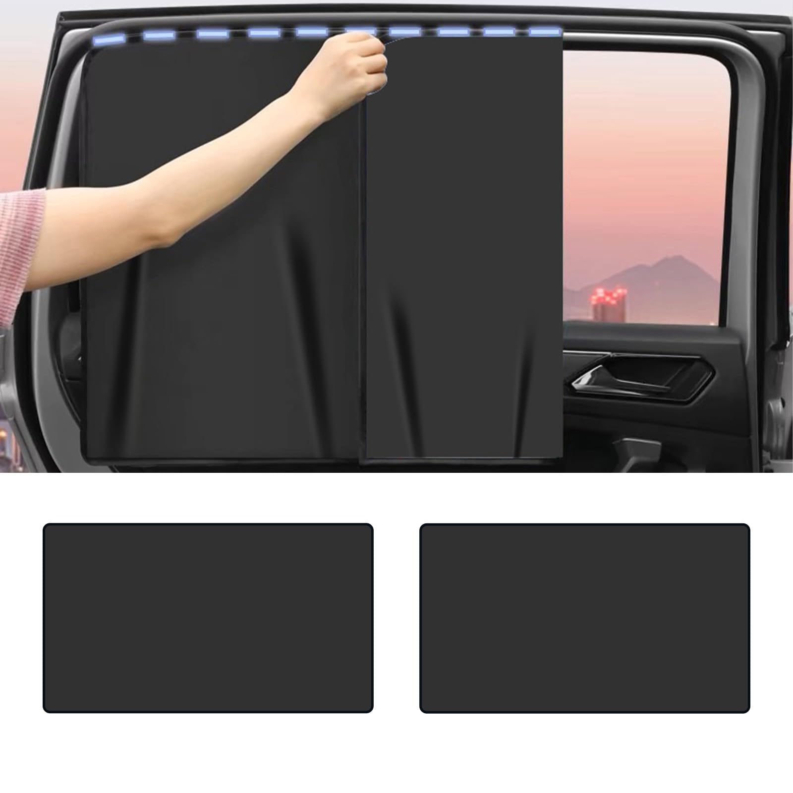 2PCS Car Side Window Sun Shades, Removable Tint for Car Windows Front and Rear Seat Sunshades Privacy Curtains Blackout with Magnetic for Baby Sleeping Camping for Car SUV Truck(Rear)