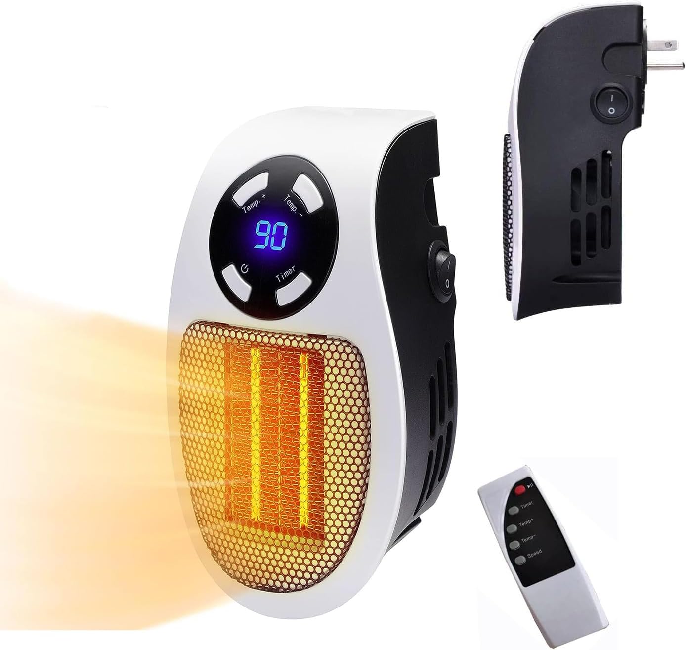 Amazon.com: LYNBOZIE 500W Smart Space Electric Fan Heater, Wall Outlet ...