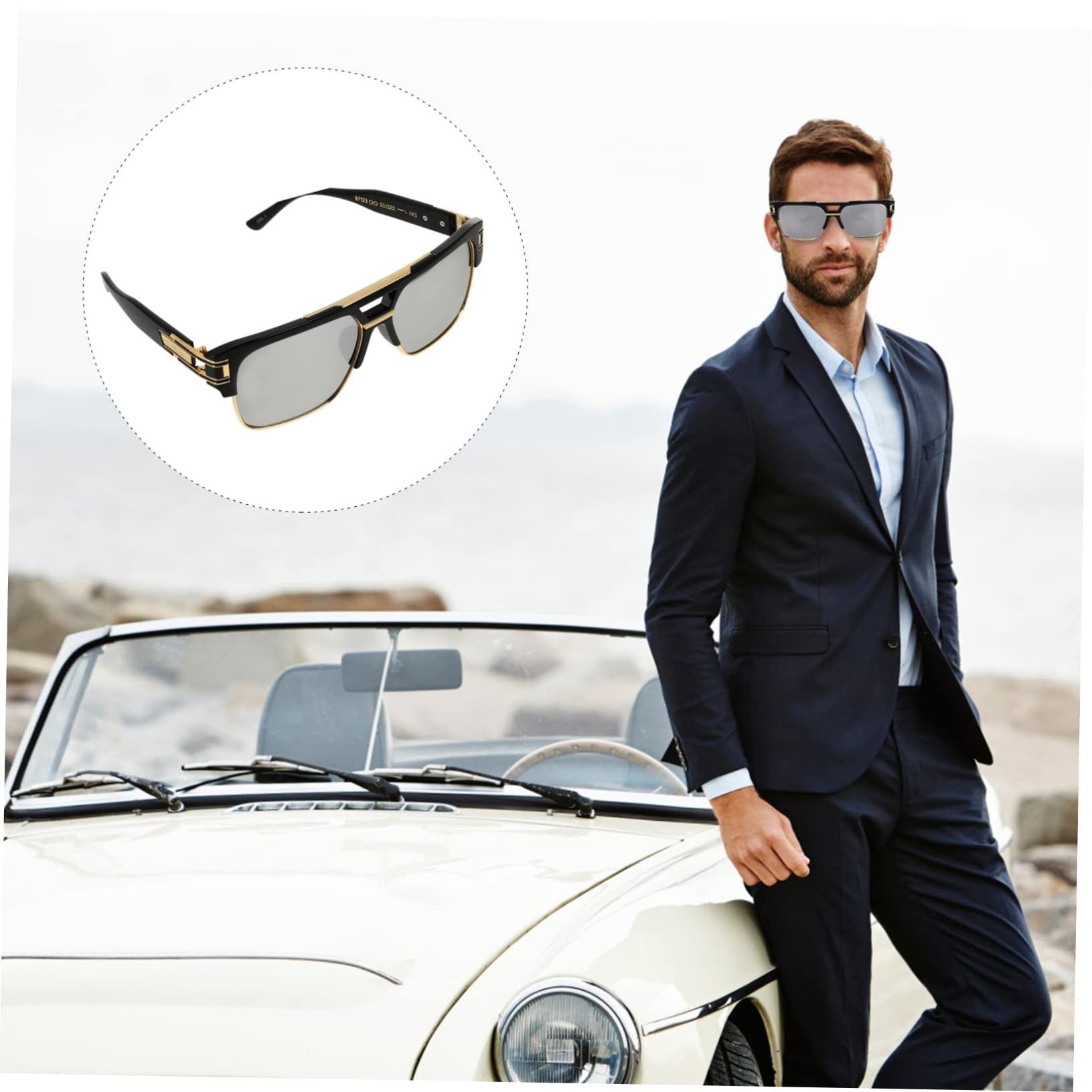 4 Pièces Lunettes De Soleil Pour Hommes Lunettes De Pêche Lunettes De Soleil Élégantes Pour Hommes Lunettes Pour Carrées Vintage Pc Black