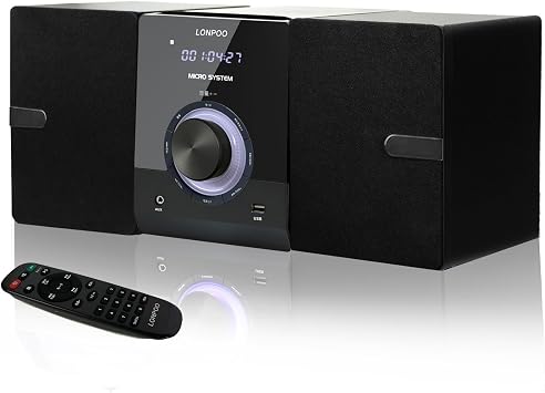 30W CD Stereo System Mini Como CD Player FM Radio Bluetooth Speaker USB/AUX Input Headphone Jack Remote Control
