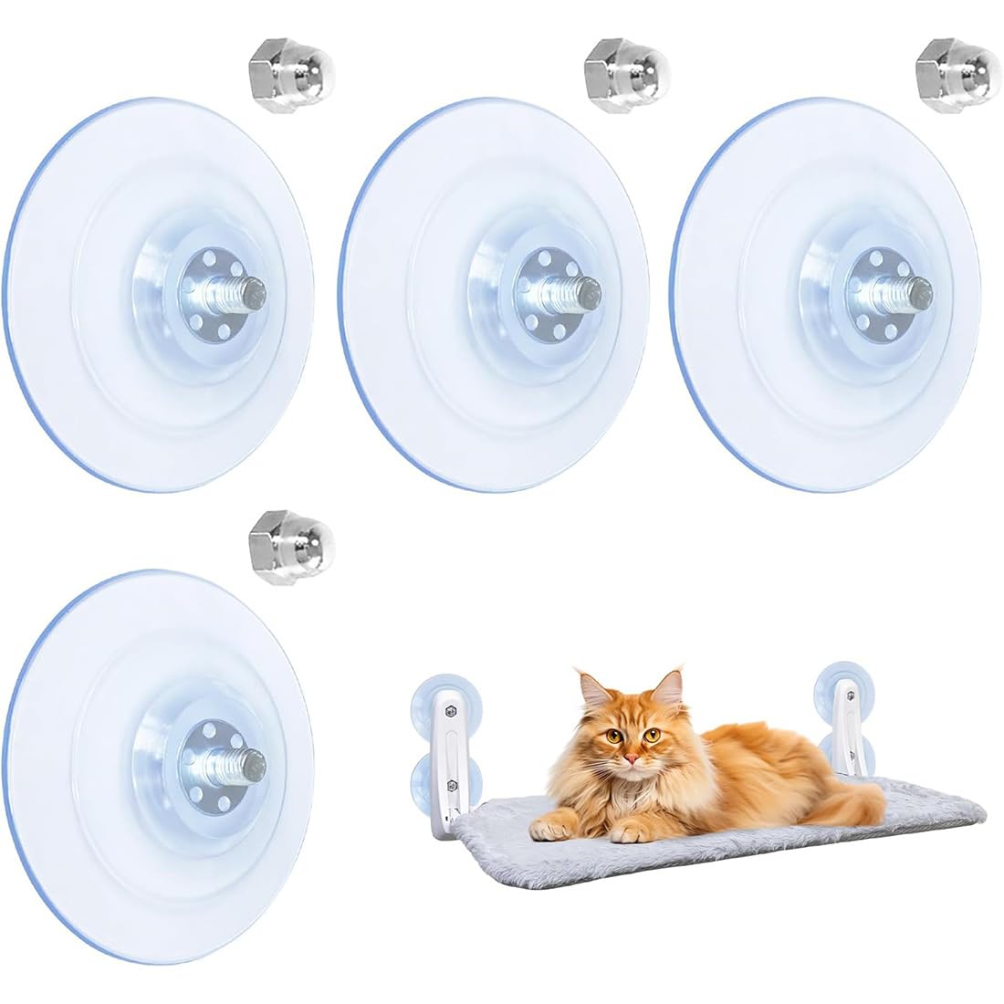 DIFLAX 4 Pièces Ventouses Extra-fortes Pour Hamac Chat Fenêtre – Support PVC Pour Vitre Et Carrelage